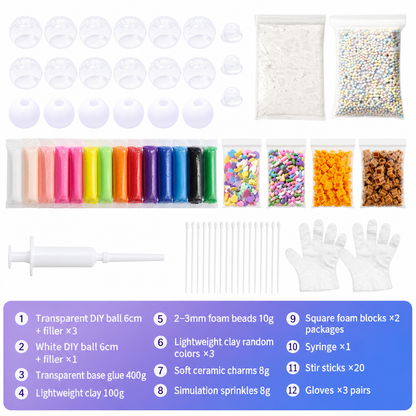 🎨 Kit Fai-da-Te Palline Antistress Squishy in Argilla 🔮 | Gusci Elastici Anti-Scoppio e Ritorno Lento ✨ | Giocattolo Creativo Sensoriale per Bambini e Ragazzi 👐🌈