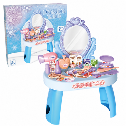 👸 Toeletta Trucchi per Bambine 2-in-1 con Specchio Antirottura 🪞 Tavolo da Trucco e Postazione con 30 Accessori | Set Giochi di Ruolo Sicuro Regalo per Piccole Principesse ✨