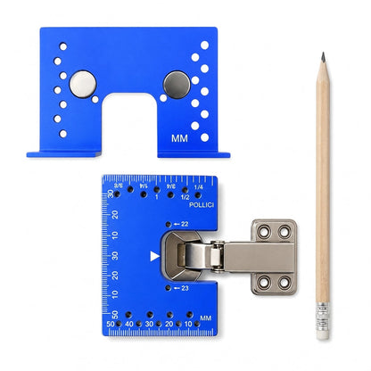 🧲 Dima Guida Magnetica per Cerniere Mobili 🚪 Maschera di Allineamento e Foratura Precisa in Alluminio Anodizzato | Con Scale Laser e Multi-Offset per Ante e Armadi ✨