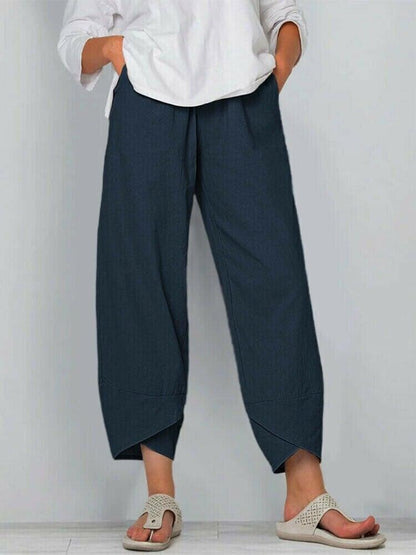 💥Offerta limitata: 50% di sconto💥Pantaloni vintage asimmetrici con elastico in vita e tasche