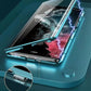 Custodia magnetica bifacciale in pelle + vetro per Samsung S23 Ultra